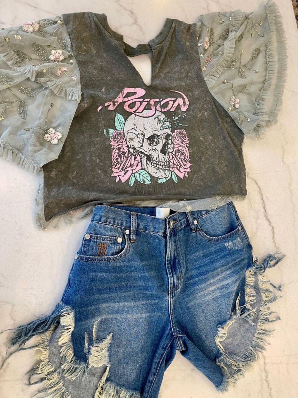 Glamorous Redesigned Rock Band Tee One of a Kind. Gorgeous! - Picture 10 of 14